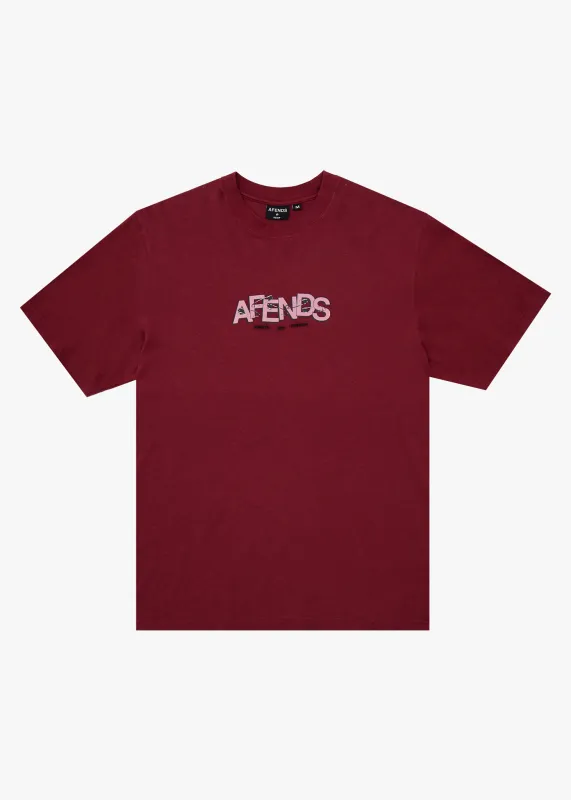 AFENDS Mens Safety - Retro Tee - Washed Burgundy sold by Afends