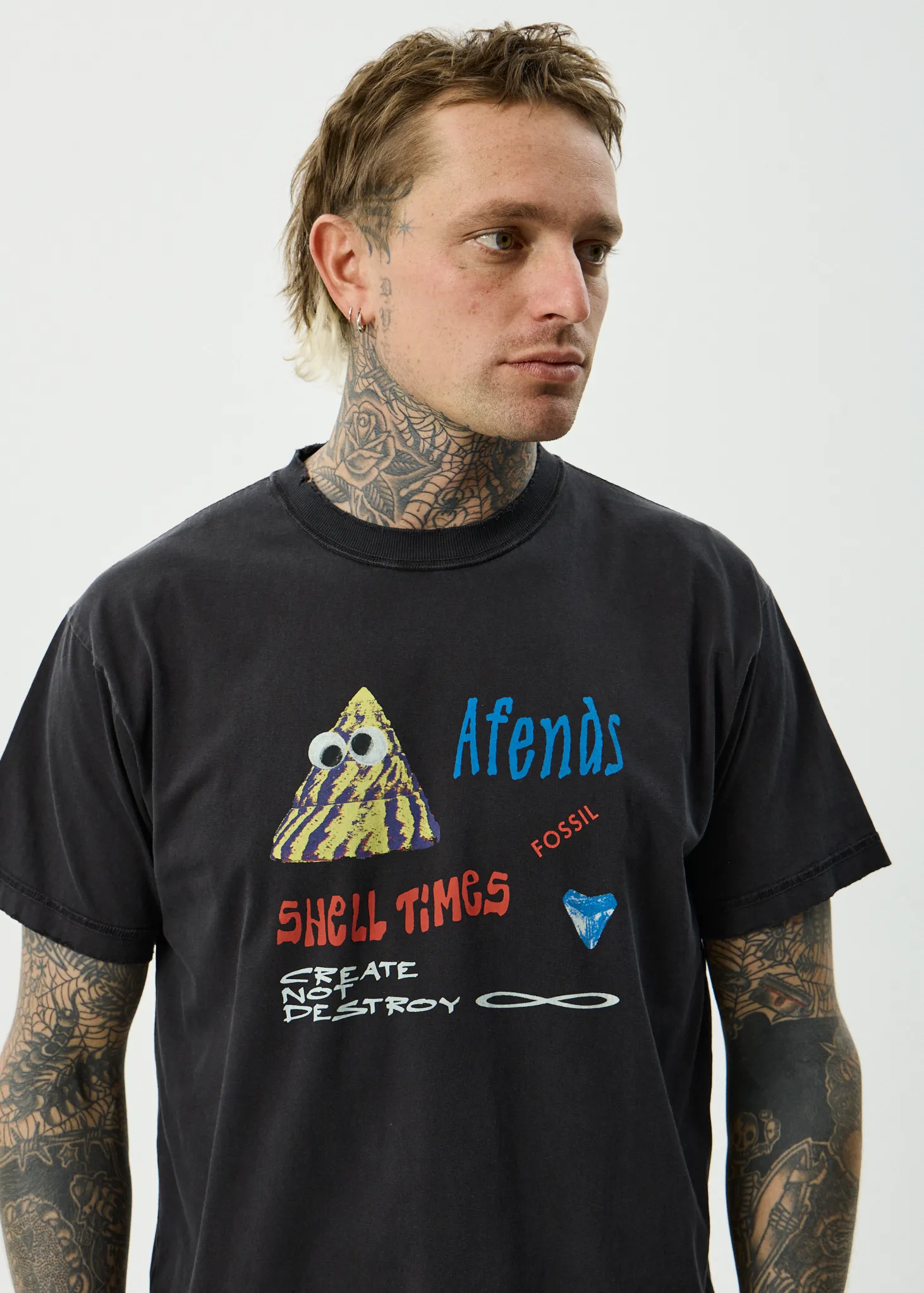 AFENDS Mens Shell Times - Boxy Tee - Stone Black sold by Afends product image thumbnail 5