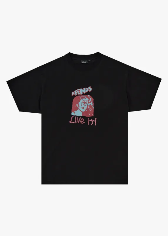 AFENDS Mens Live It - Boxy Tee - Black sold by Afends