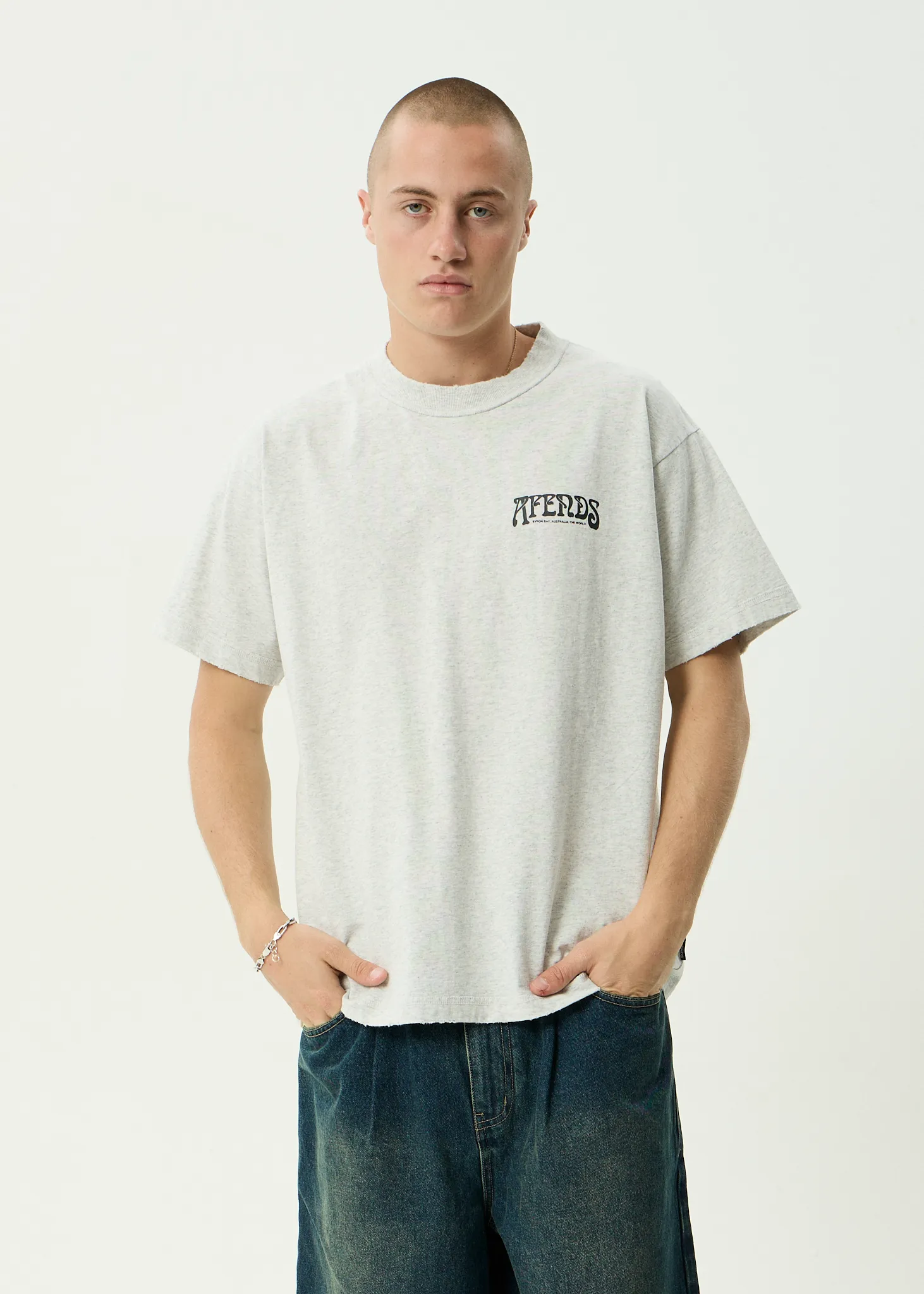 AFENDS Mens House - Heavyweight Boxy Tee - Grey Marle sold by Afends product image thumbnail 2