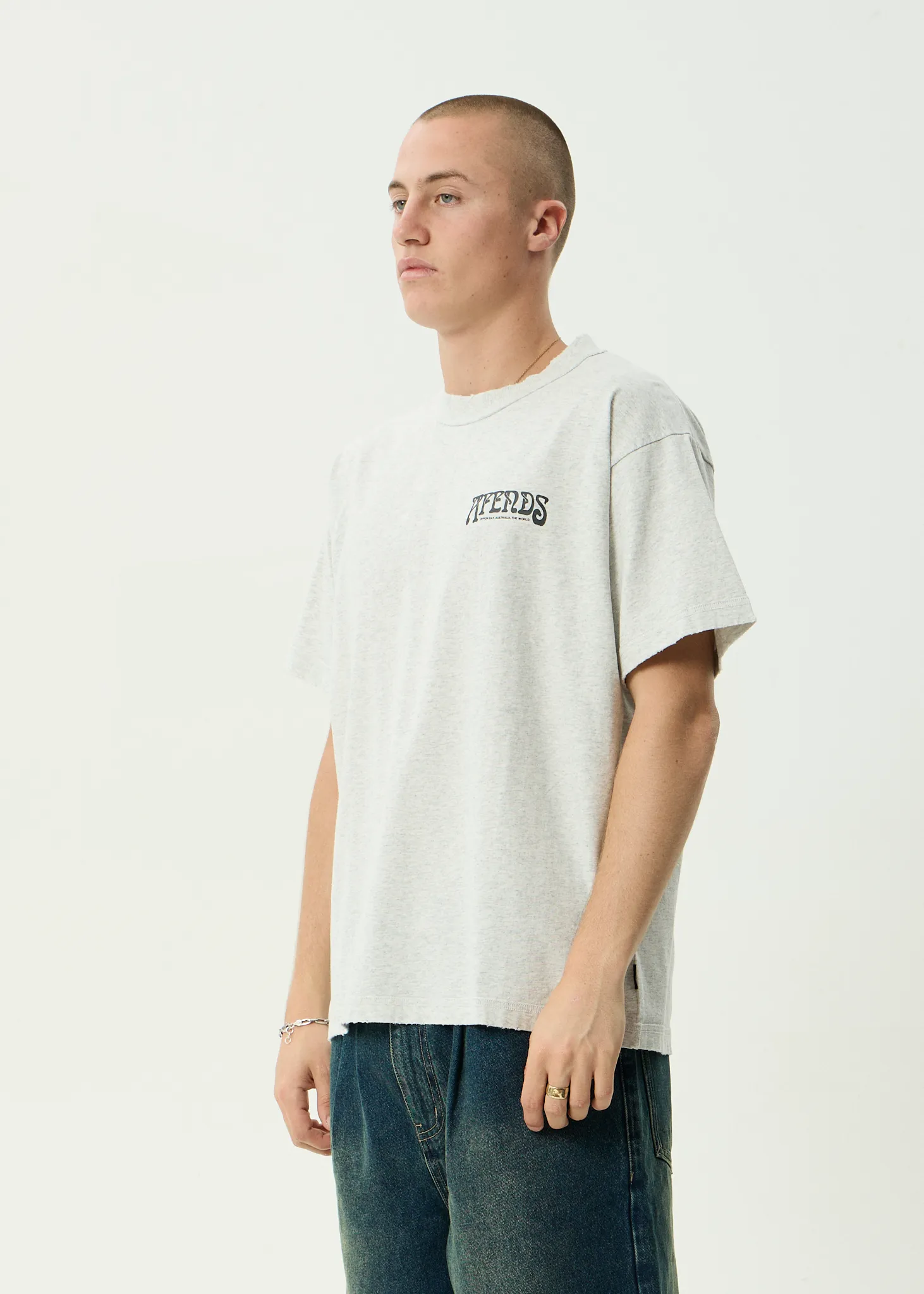 AFENDS Mens House - Heavyweight Boxy Tee - Grey Marle sold by Afends product image thumbnail 3