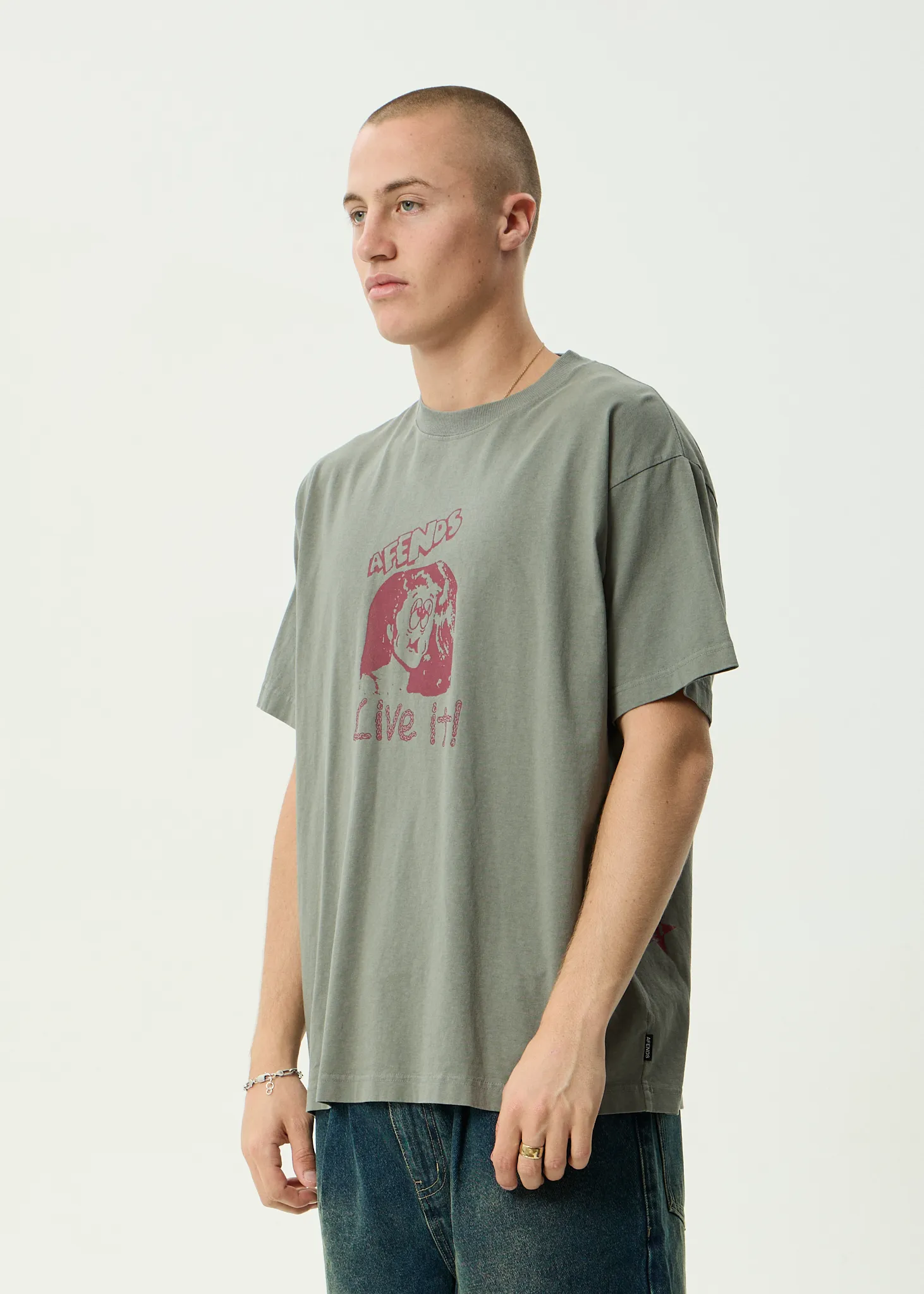 AFENDS Mens Live It - Boxy Tee - Washed Sycamore sold by Afends product image thumbnail 3