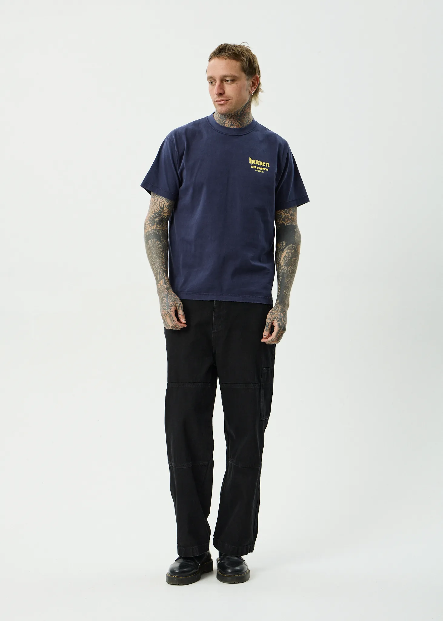AFENDS Mens Heaven - Heavyweight Boxy Tee - Washed Deep Sea sold by Afends product image thumbnail 4