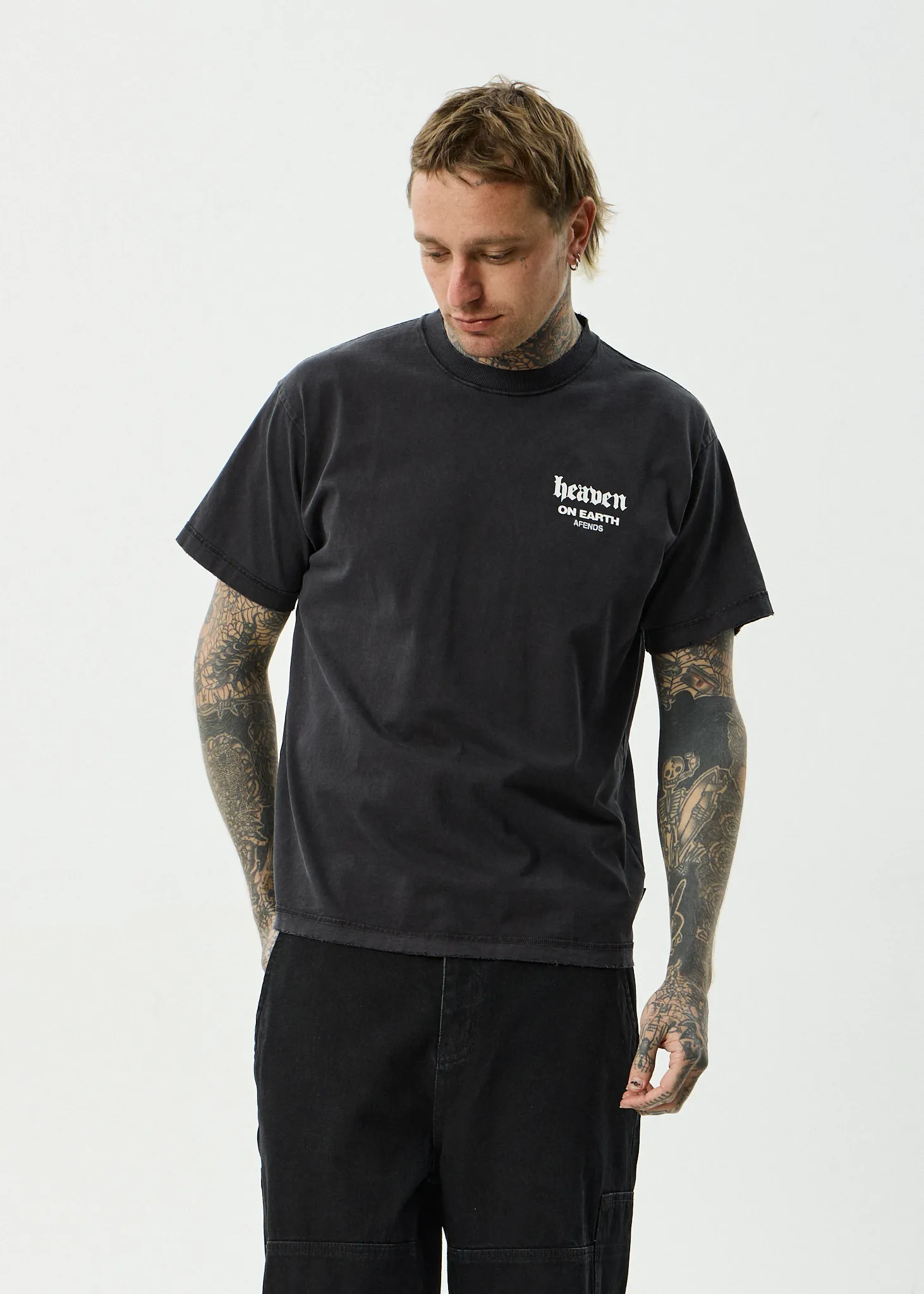 AFENDS Mens Heaven - Heavyweight Boxy Tee - Stone Black sold by Afends product image thumbnail 2