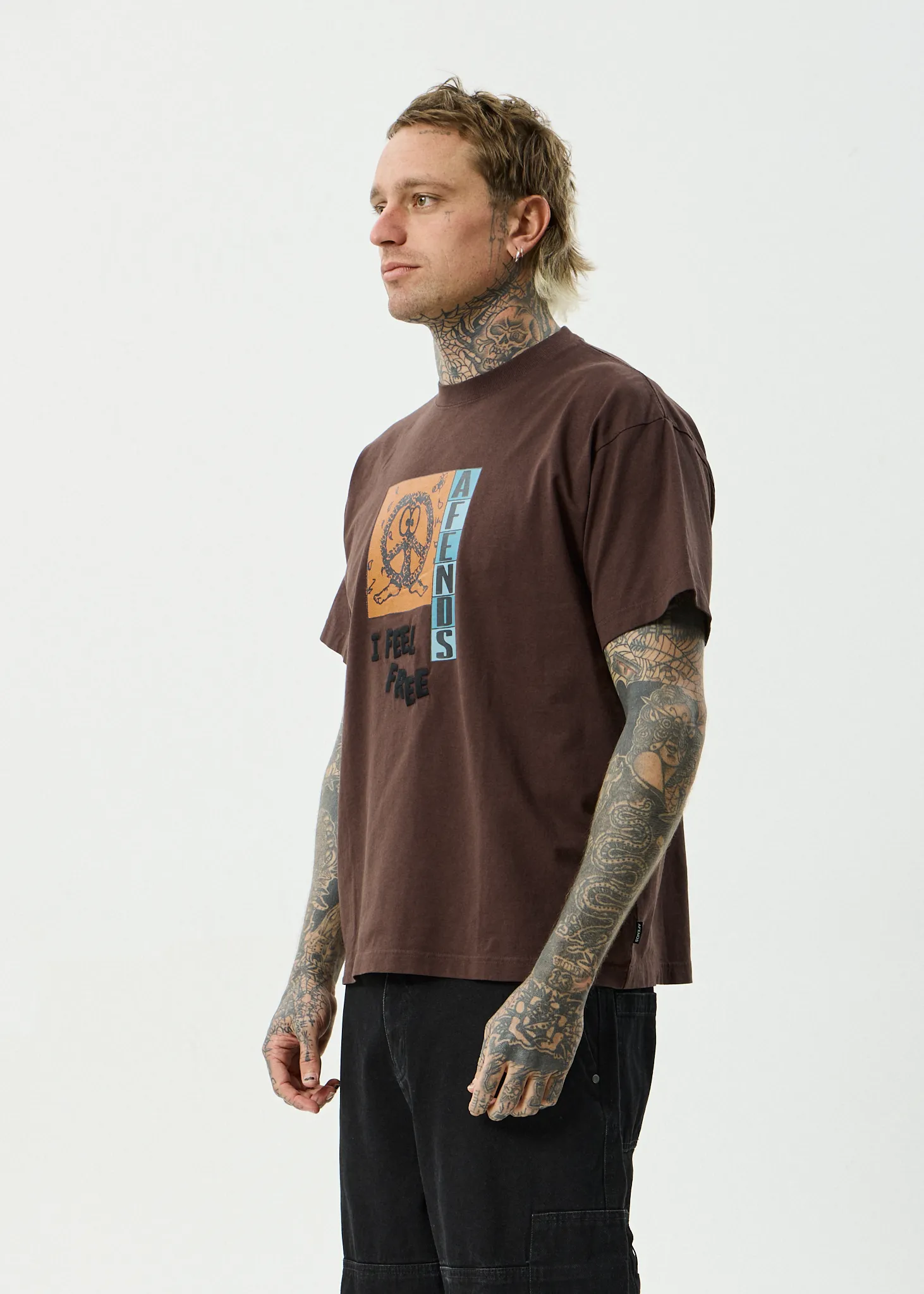 AFENDS Mens Feel Free - Boxy Tee - Washed Coffee sold by Afends product image thumbnail 3