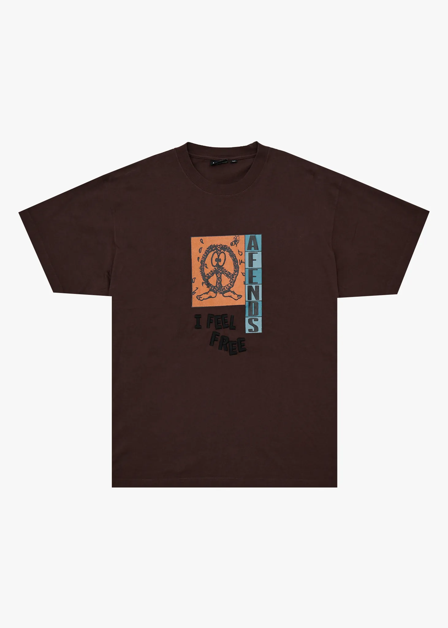 AFENDS Mens Feel Free - Boxy Tee - Washed Coffee sold by Afends
