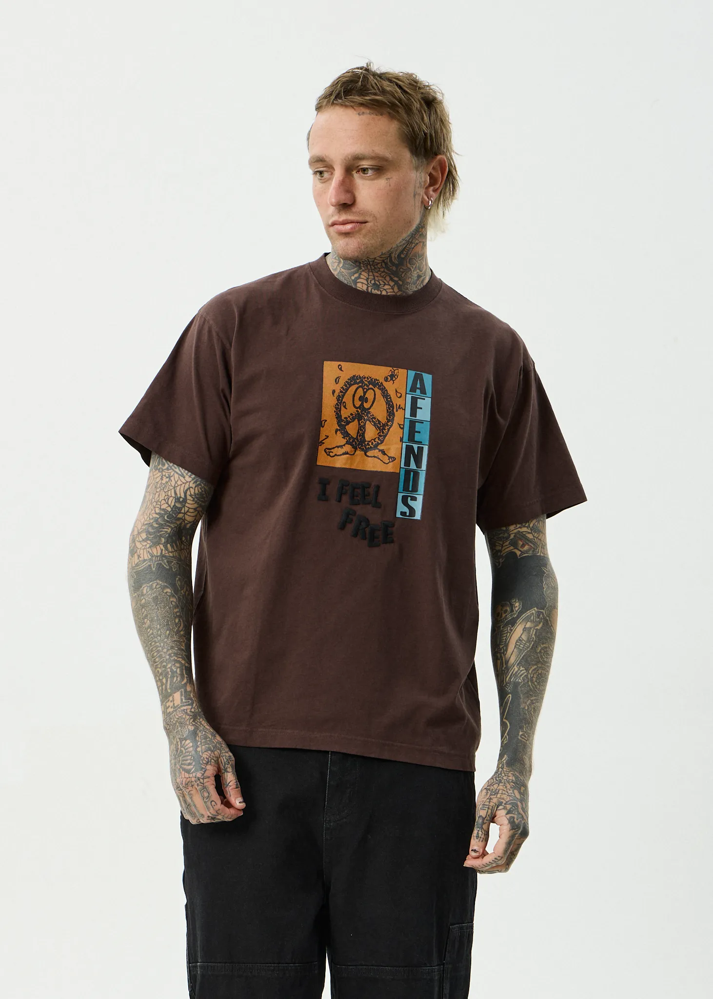 AFENDS Mens Feel Free - Boxy Tee - Washed Coffee sold by Afends product image thumbnail 2
