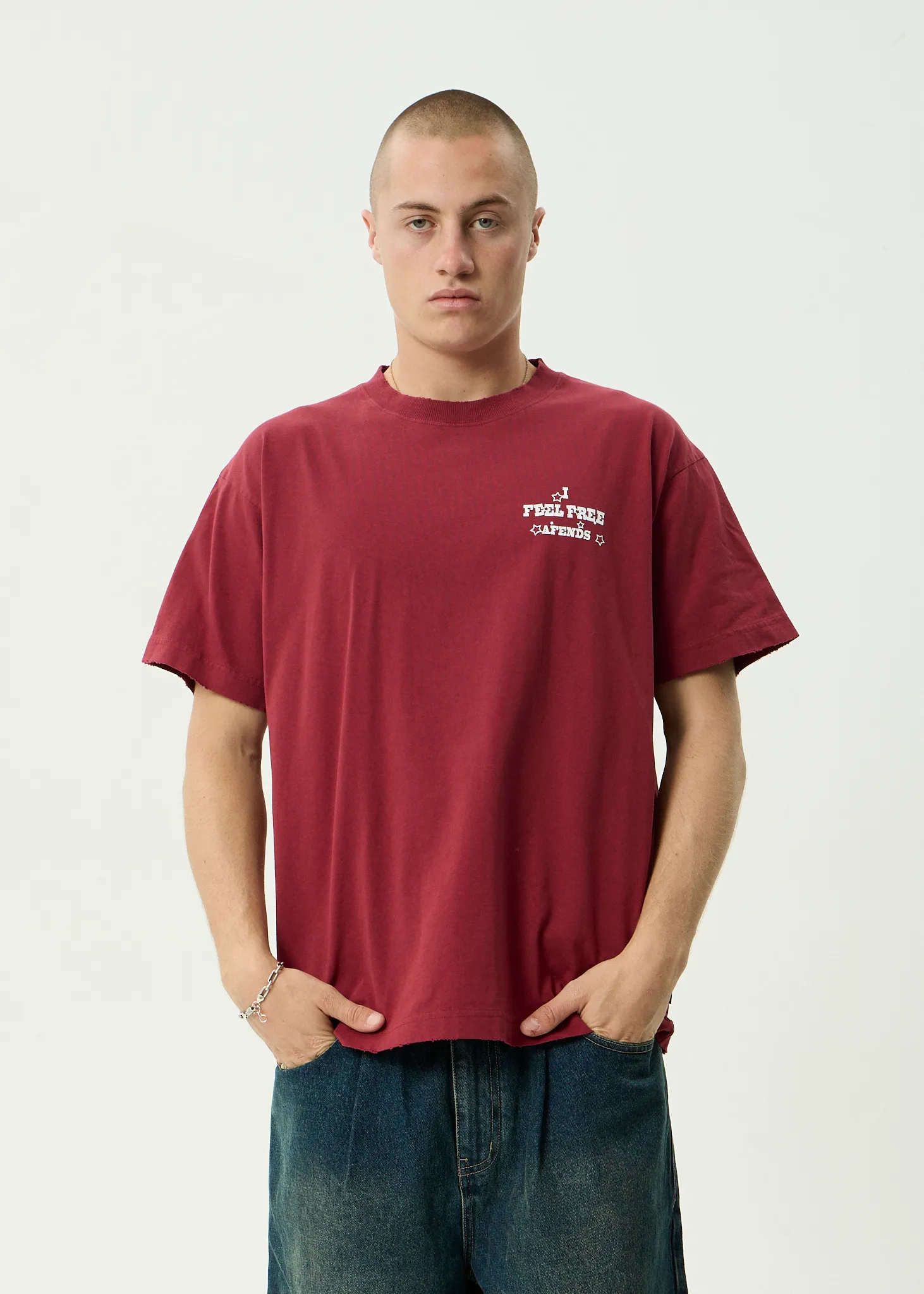 AFENDS Mens Sonoran - Boxy Tee - Washed Burgundy sold by Afends product image thumbnail 4