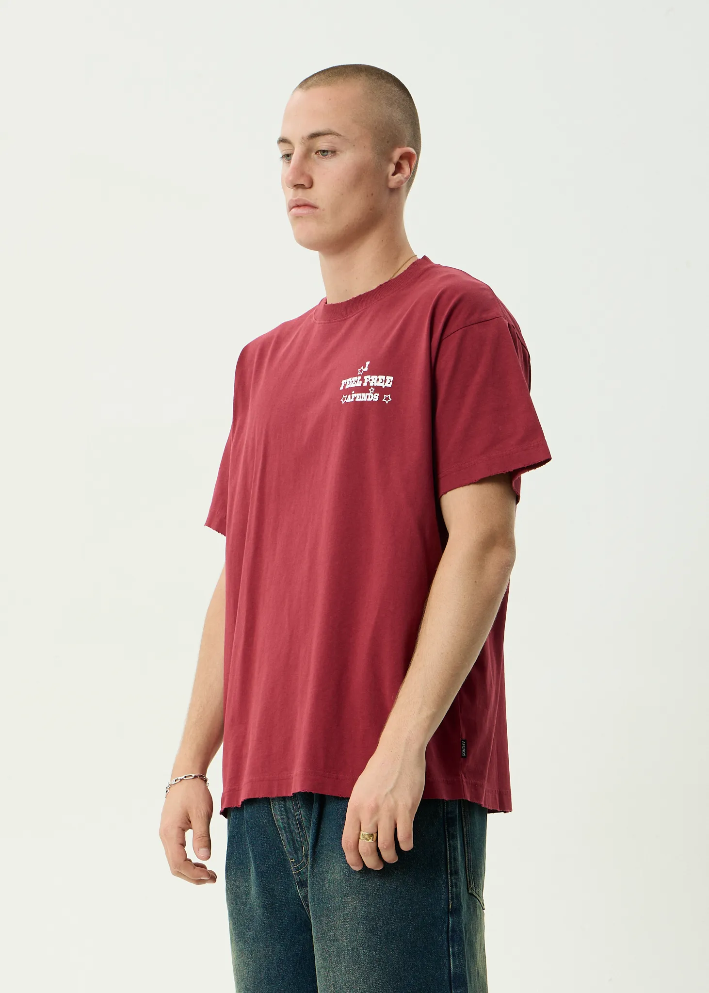 AFENDS Mens Sonoran - Boxy Tee - Washed Burgundy sold by Afends product image thumbnail 5