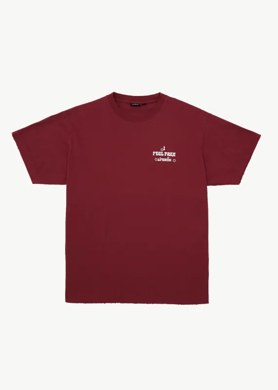 AFENDS Mens Sonoran - Boxy Tee - Washed Burgundy made by Afends