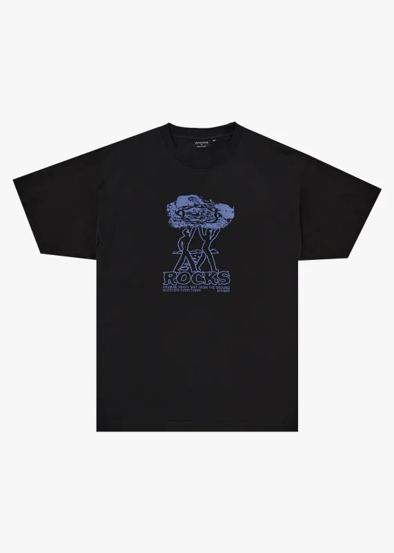 AFENDS Mens Rocked - Boxy Tee - Stone Black sold by Afends