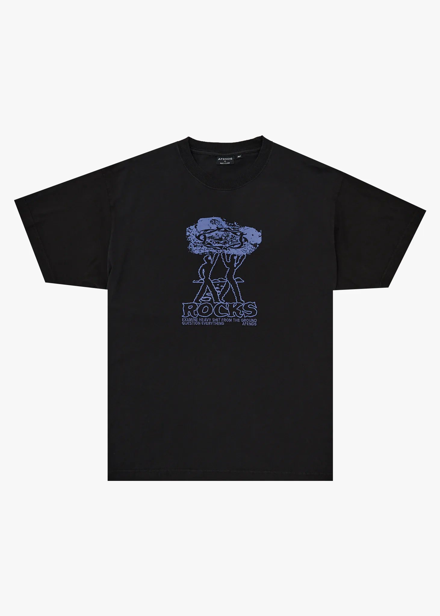AFENDS Mens Rocked - Boxy Tee - Stone Black sold by Afends