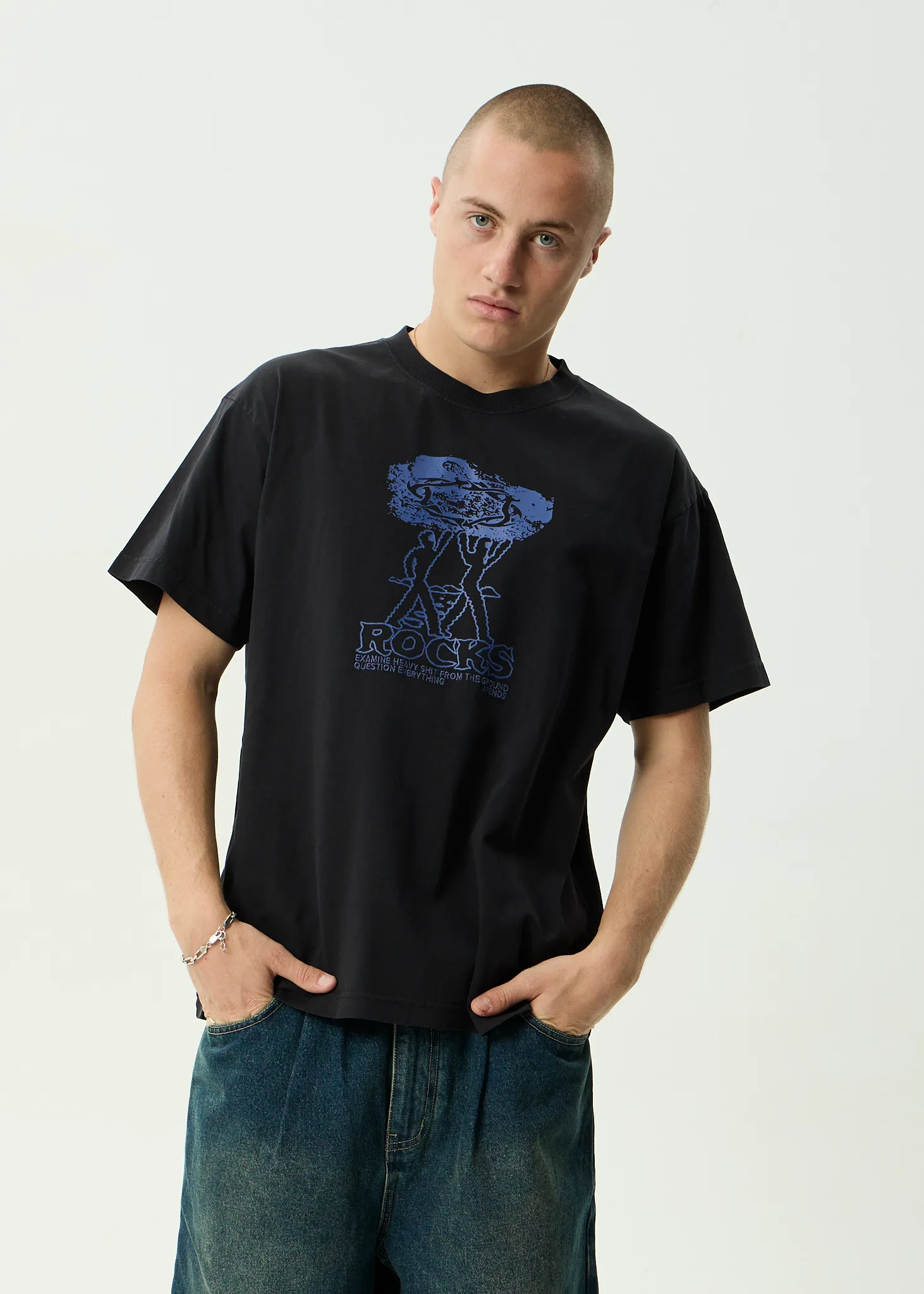 AFENDS Mens Rocked - Boxy Tee - Stone Black sold by Afends product image thumbnail 2