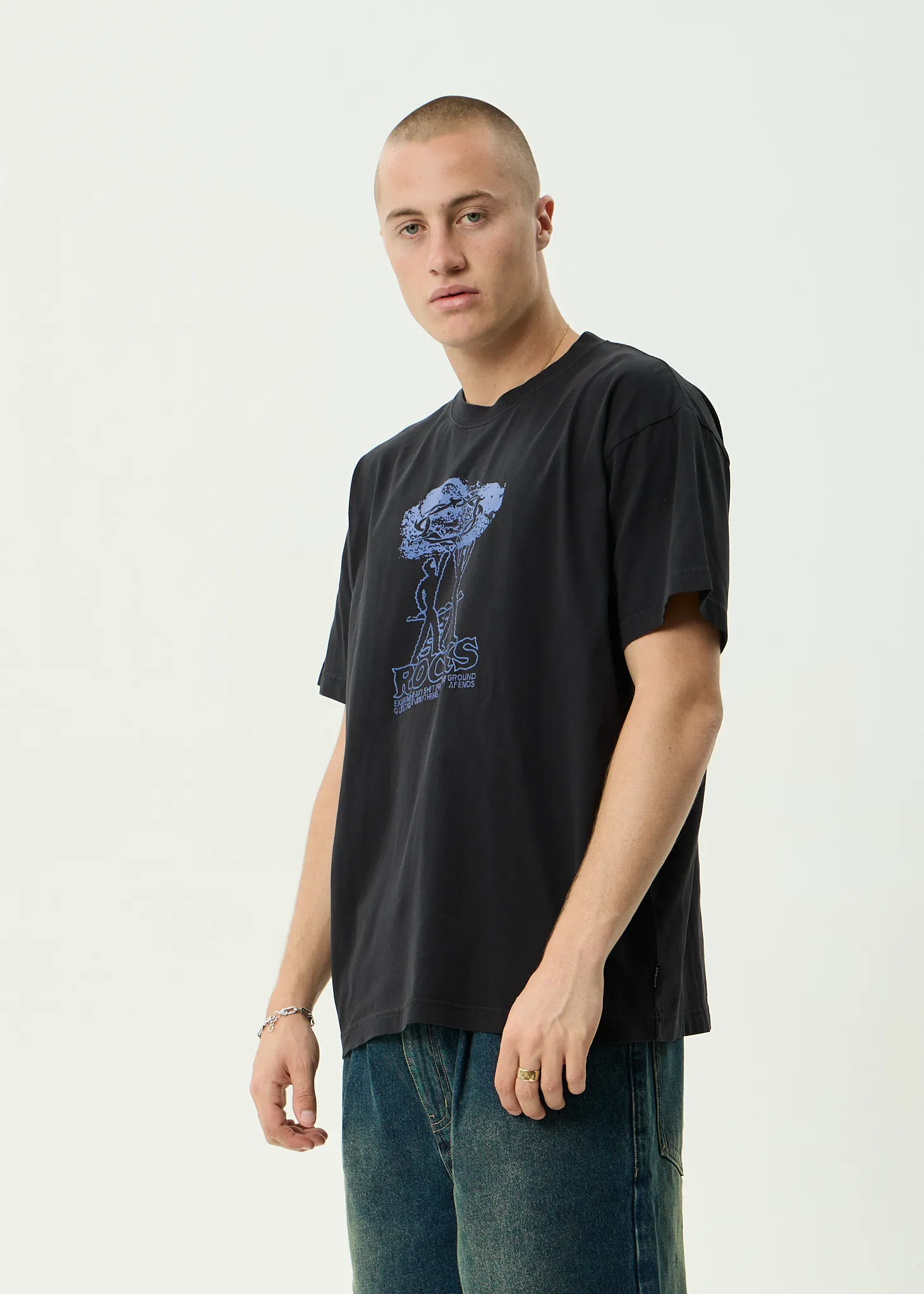 AFENDS Mens Rocked - Boxy Tee - Stone Black sold by Afends product image thumbnail 3