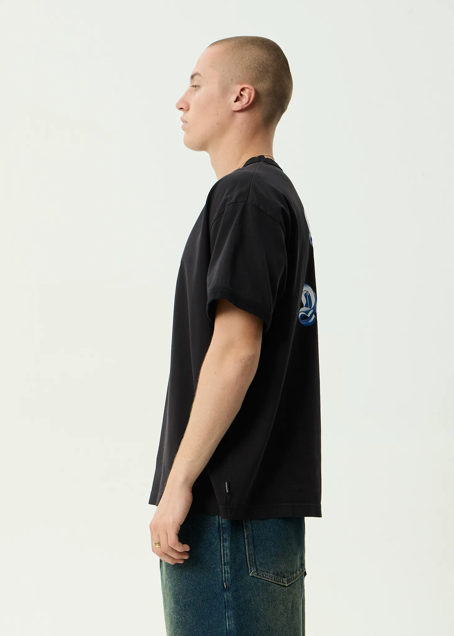 AFENDS Mens Created - Heavyweight Boxy Ringer Tee - Stone Black sold by Afends product image thumbnail 4