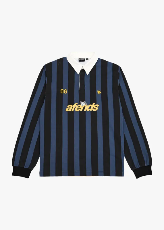 AFENDS Mens Angel Boy - Rugby Long Sleeve Tee - Black Stripe sold by Afends