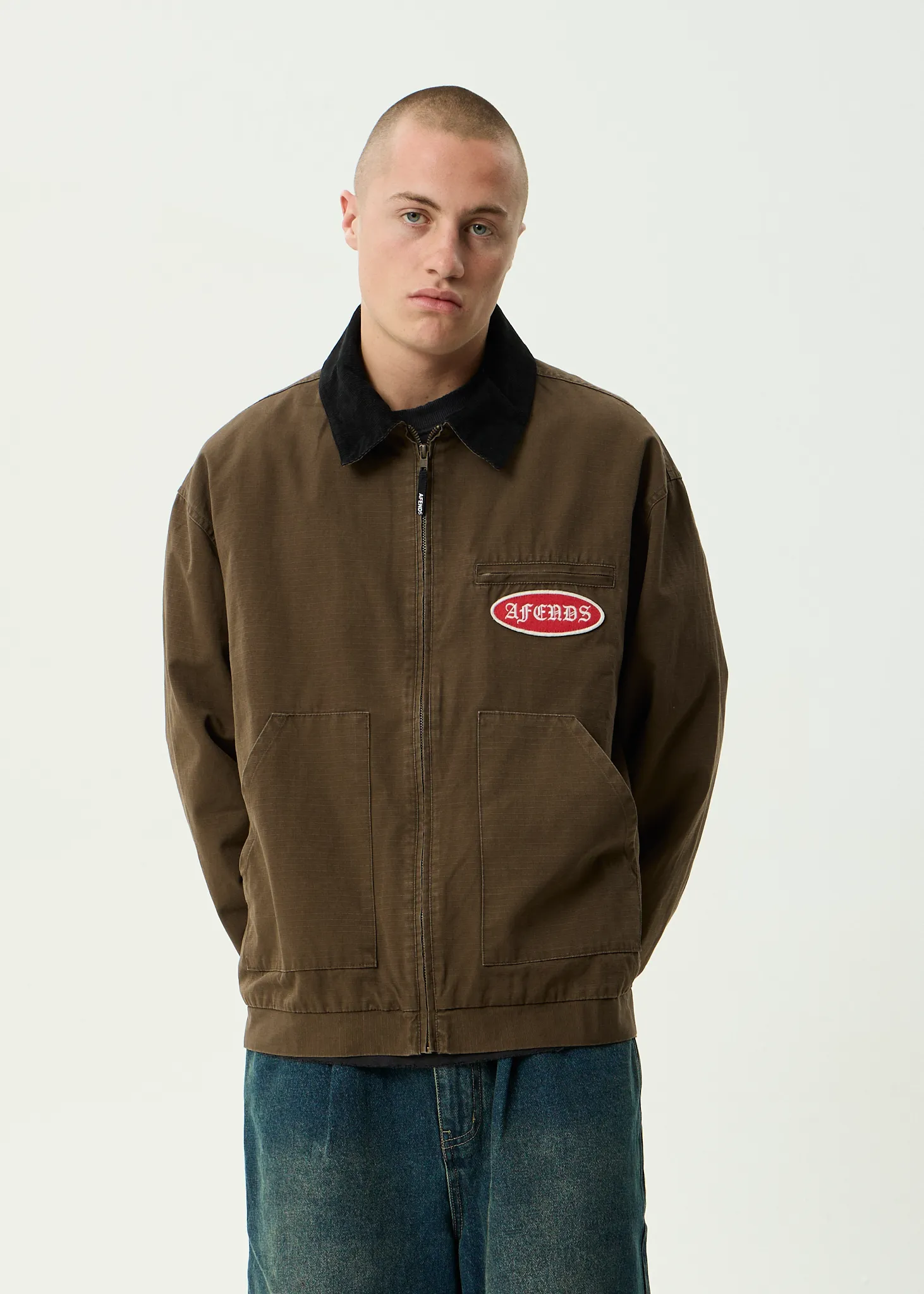 AFENDS Mens Casino Oracle V.2 - Workwear Jacket - Washed Coffee sold by Afends product image thumbnail 5