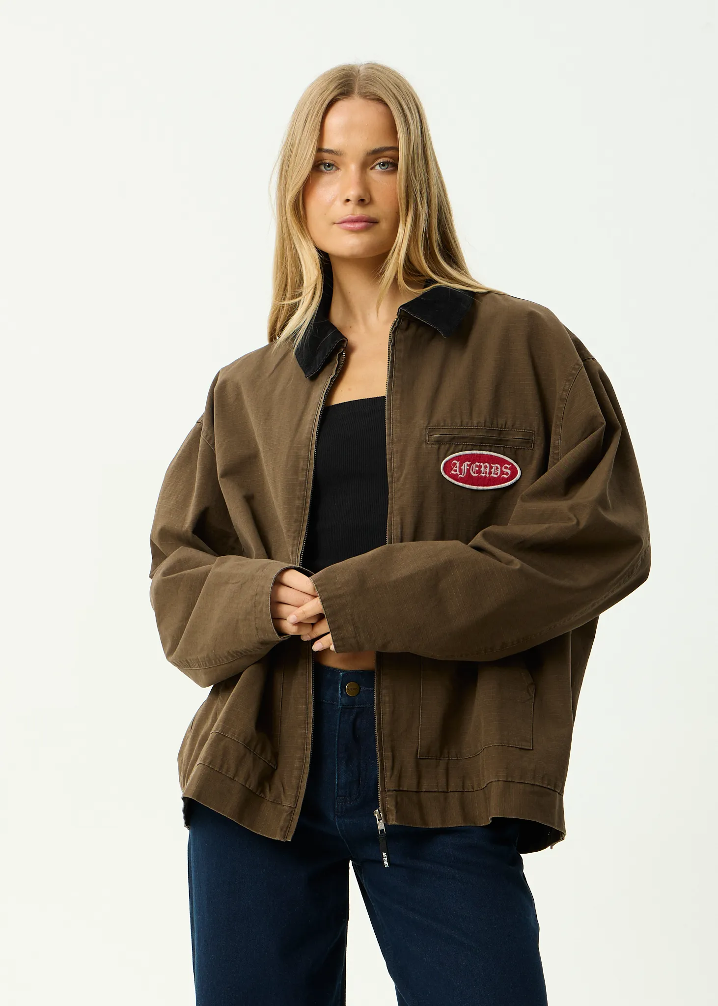 AFENDS Mens Casino Oracle V.2 - Workwear Jacket - Washed Coffee sold by Afends product image thumbnail 2