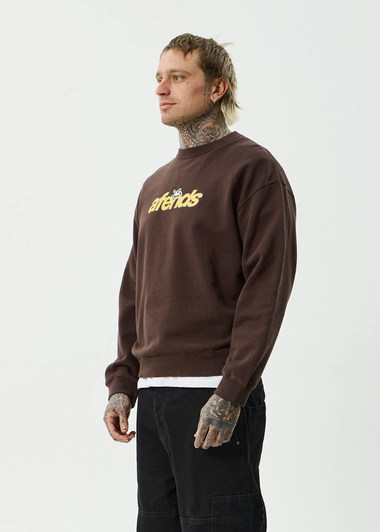 AFENDS Mens Angel Boy - Crew Neck - Washed Coffee sold by Afends product image thumbnail 3