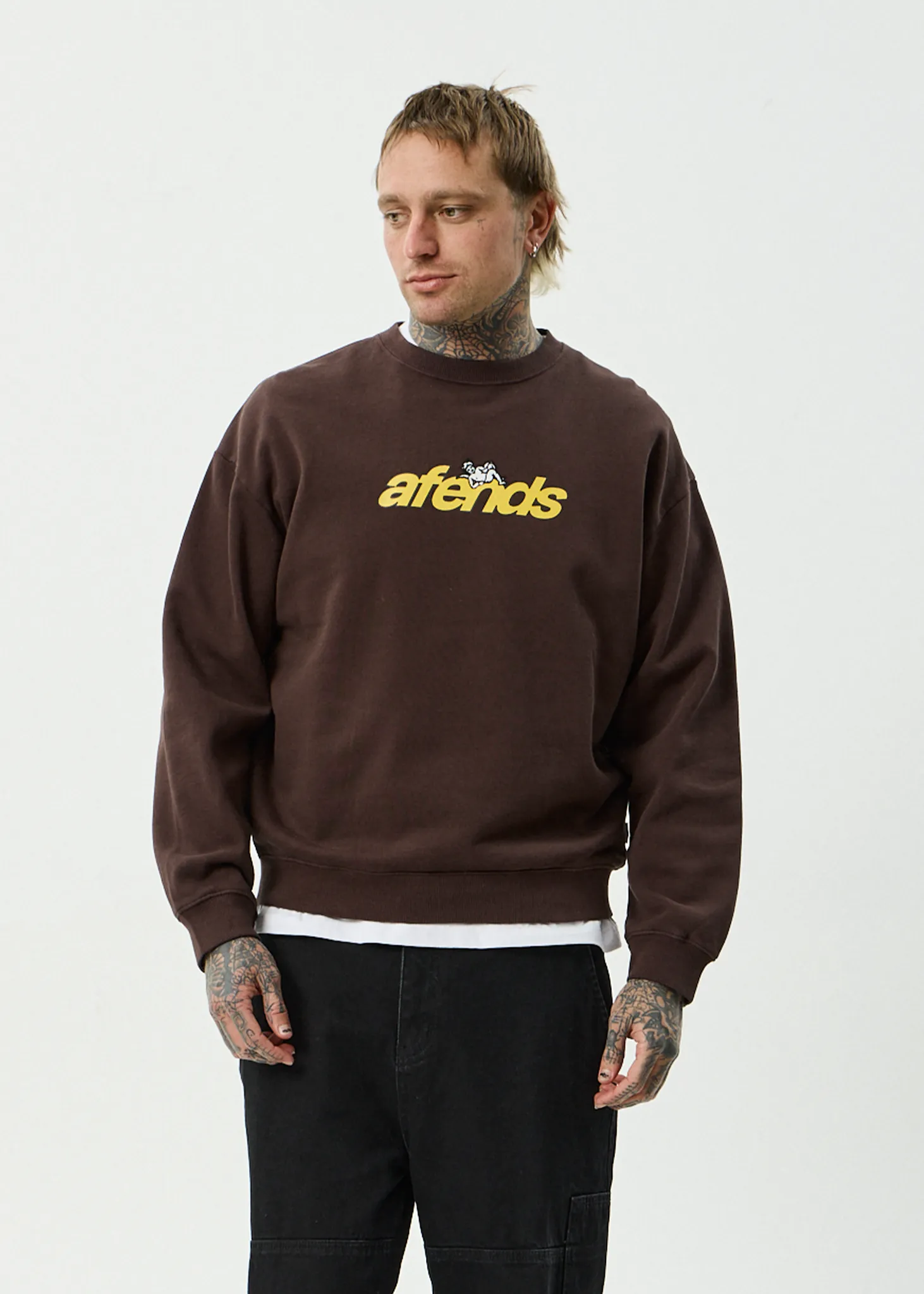 AFENDS Mens Angel Boy - Crew Neck - Washed Coffee sold by Afends product image thumbnail 2