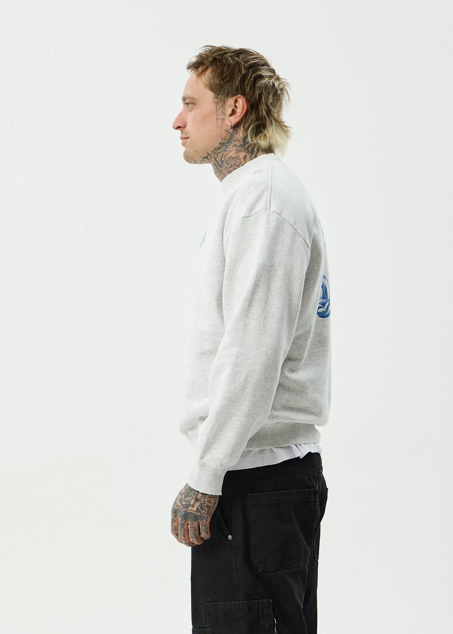AFENDS Mens Created - Crew Neck - Grey Marle sold by Afends product image thumbnail 4
