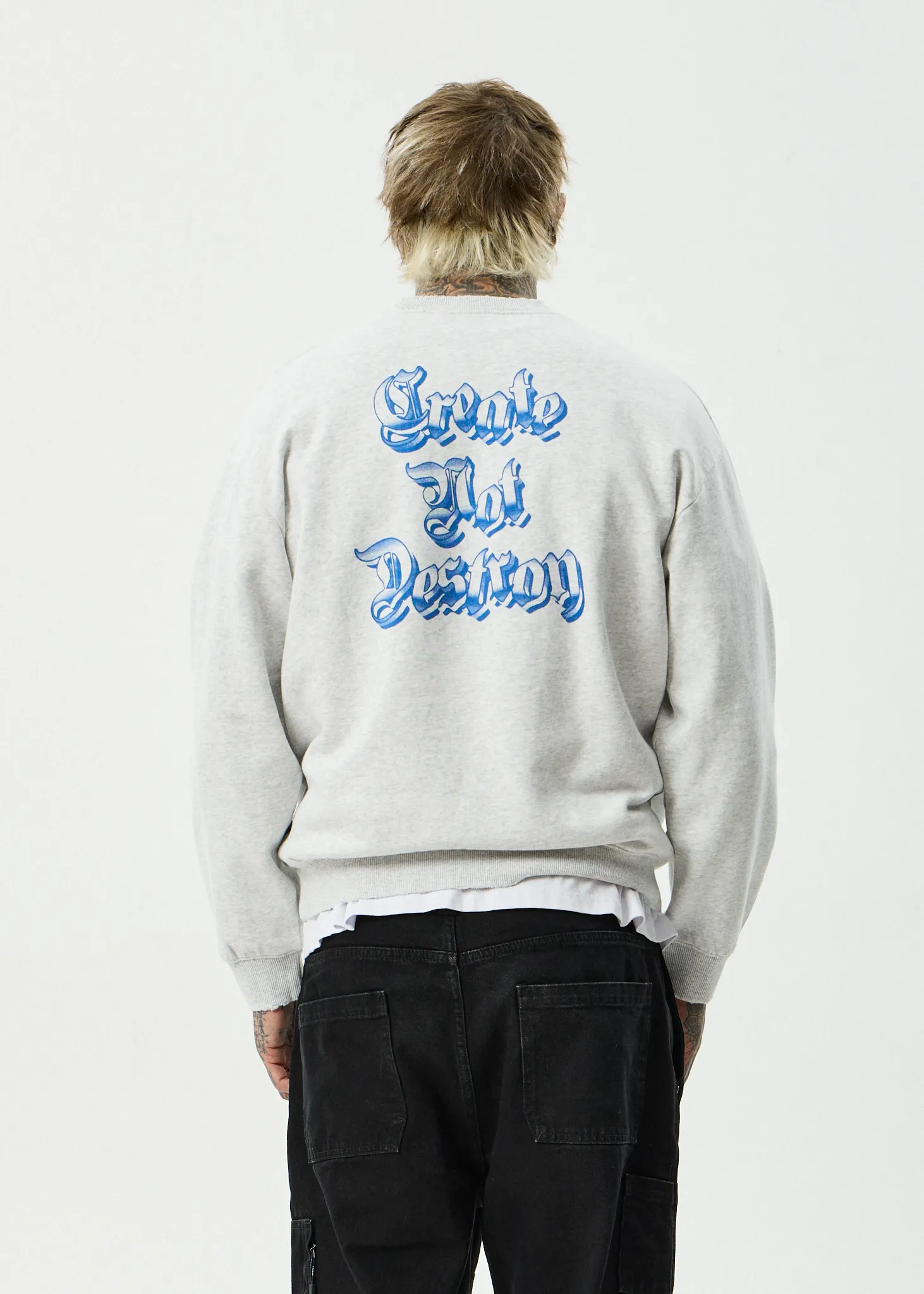 AFENDS Mens Created - Crew Neck - Grey Marle sold by Afends product image thumbnail 5