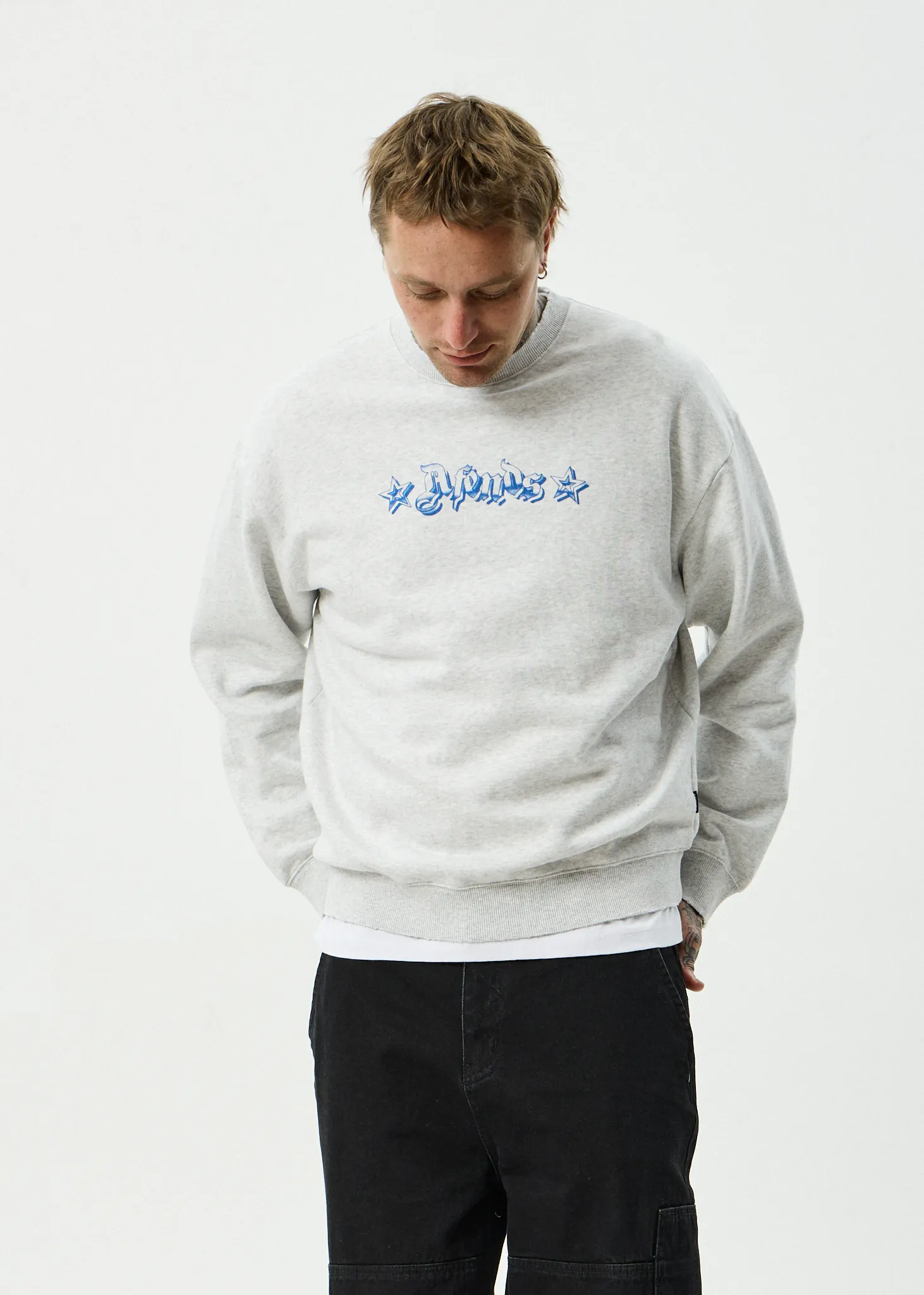 AFENDS Mens Created - Crew Neck - Grey Marle sold by Afends product image thumbnail 2