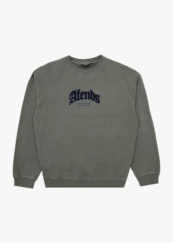 AFENDS Mens Home - Crew Neck - Washed Sycamore sold by Afends