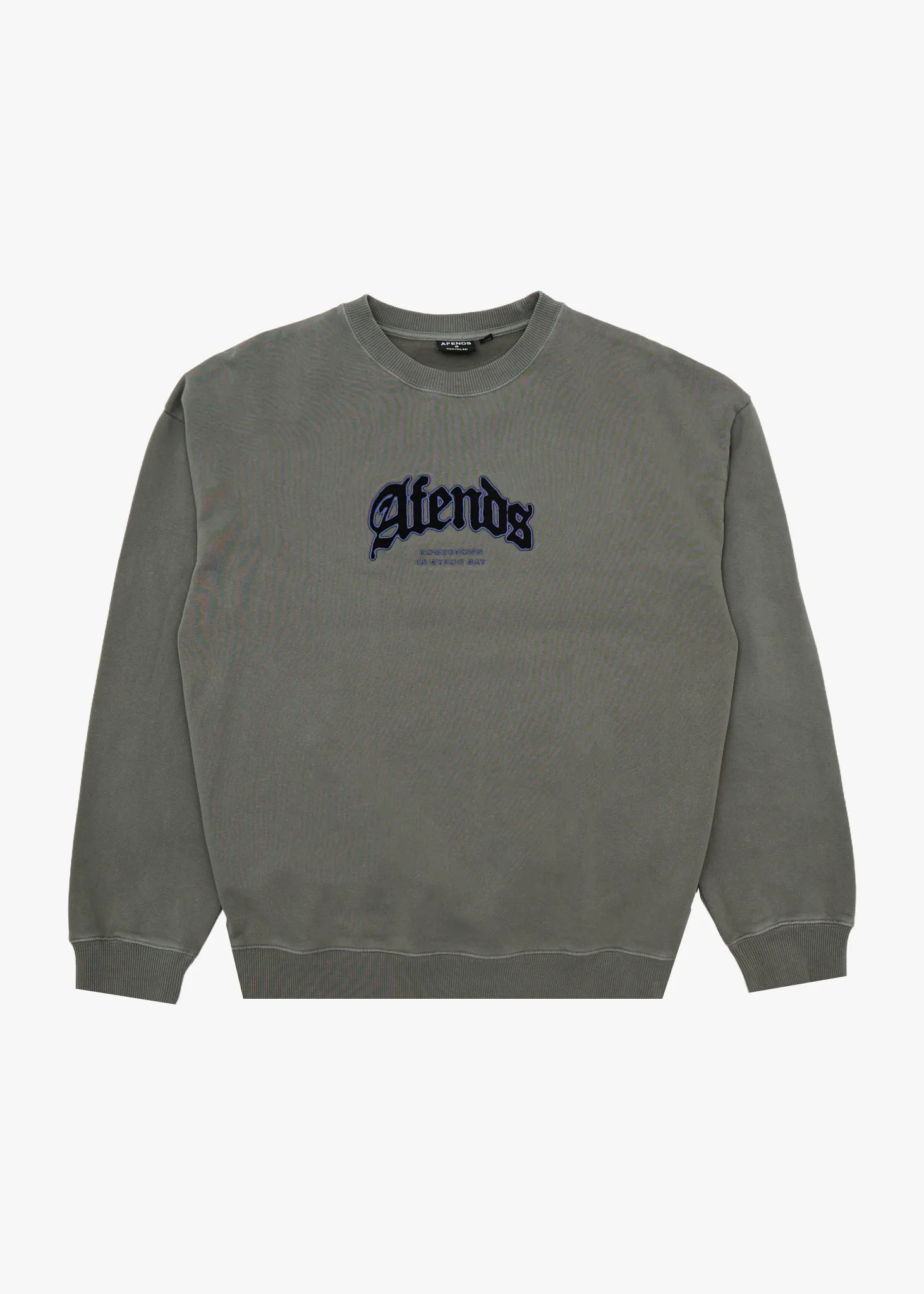 AFENDS Mens Home - Crew Neck - Washed Sycamore sold by Afends