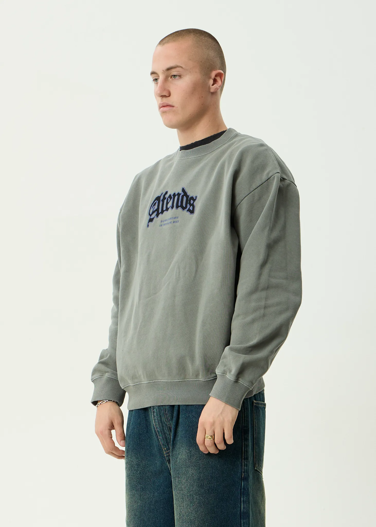 AFENDS Mens Home - Crew Neck - Washed Sycamore sold by Afends product image thumbnail 3