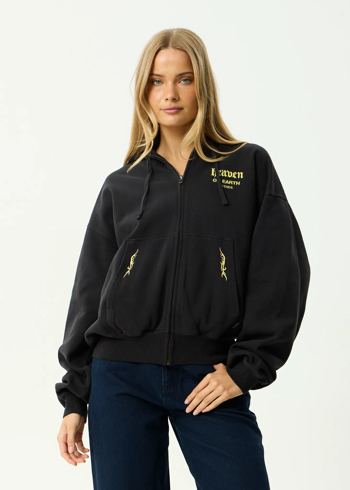 AFENDS Mens Heaven - Boxy Zip Hood - Stone Black sold by Afends product image thumbnail 2