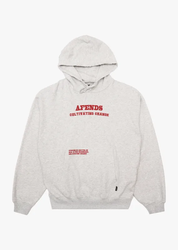 AFENDS Mens Wonders - Boxy Pull On Hood - Grey Marle sold by Afends