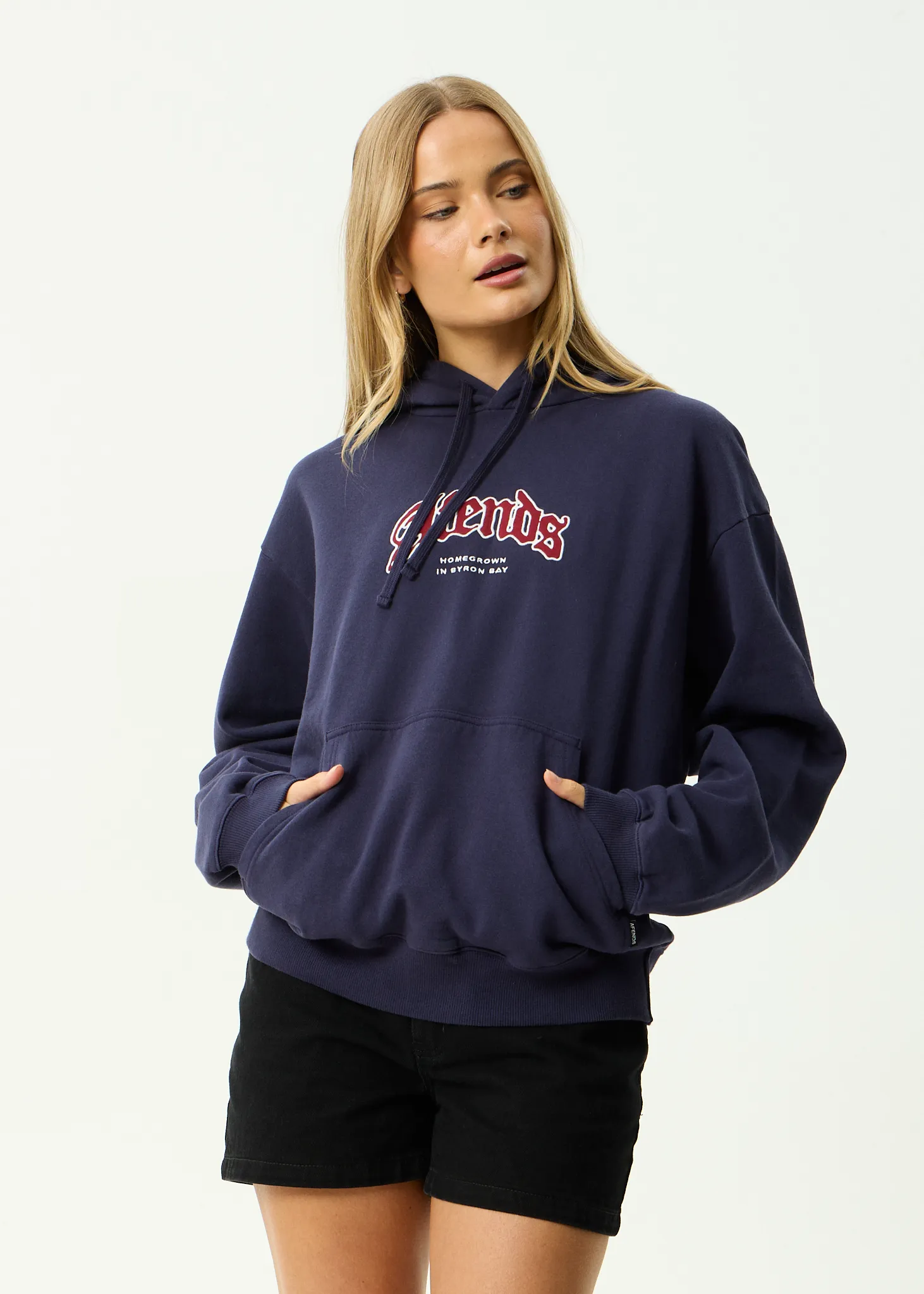 AFENDS Mens Home - Pull On Hood - Washed Deep Sea sold by Afends product image thumbnail 2