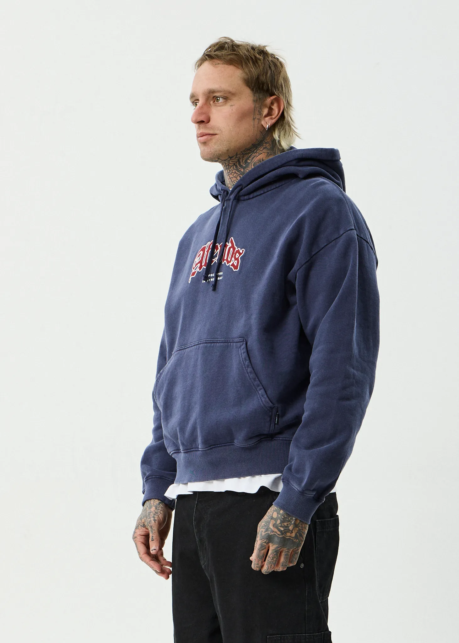 AFENDS Mens Home - Pull On Hood - Washed Deep Sea sold by Afends product image thumbnail 5