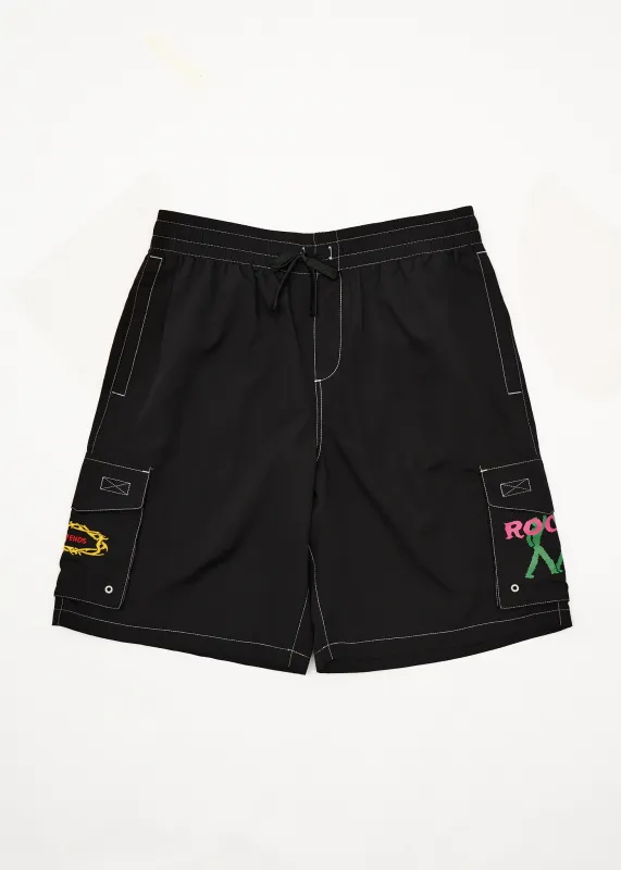 AFENDS Mens Rocked - Cargo Swim Short 21" - Black made by Afends