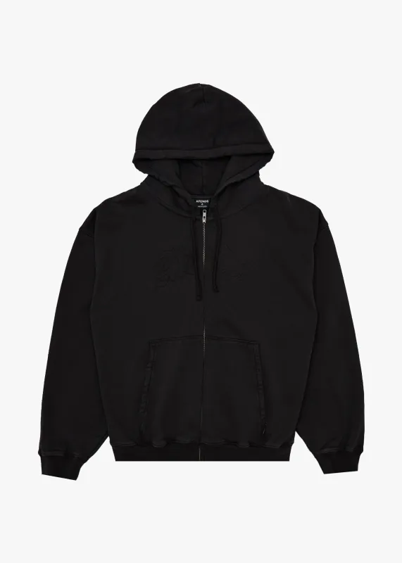 AFENDS Mens Residence - Heavyweight Boxy Zip Hood - Stone Black sold by Afends