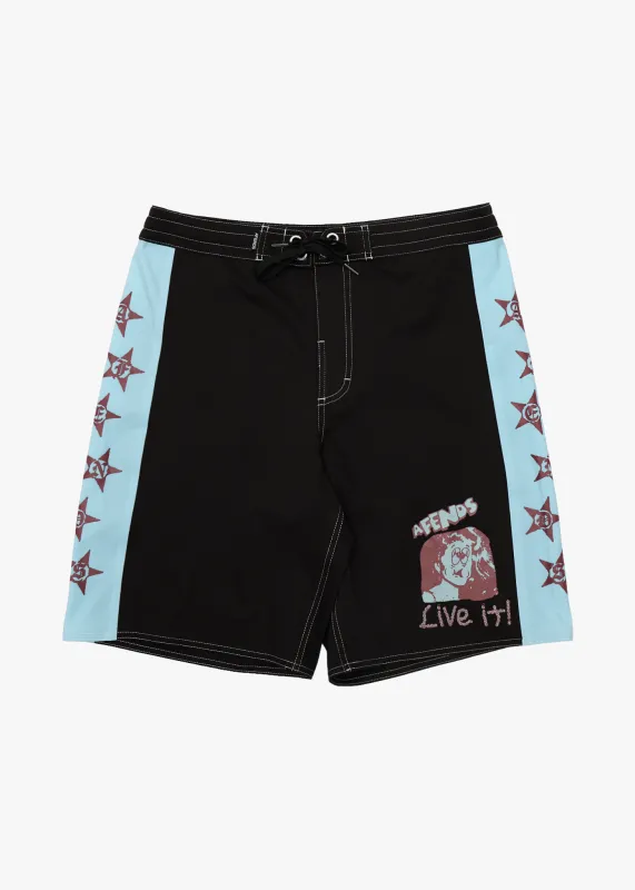 AFENDS Mens Live It - Surf Related V2 Boardshorts 19" - Black sold by Afends