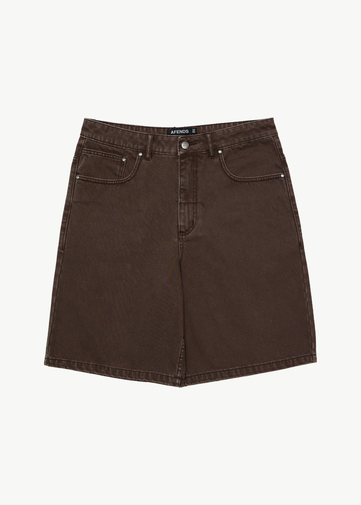 AFENDS Mens Lil C - Denim Baggy Short 22" - Washed Coffee sold by Afends