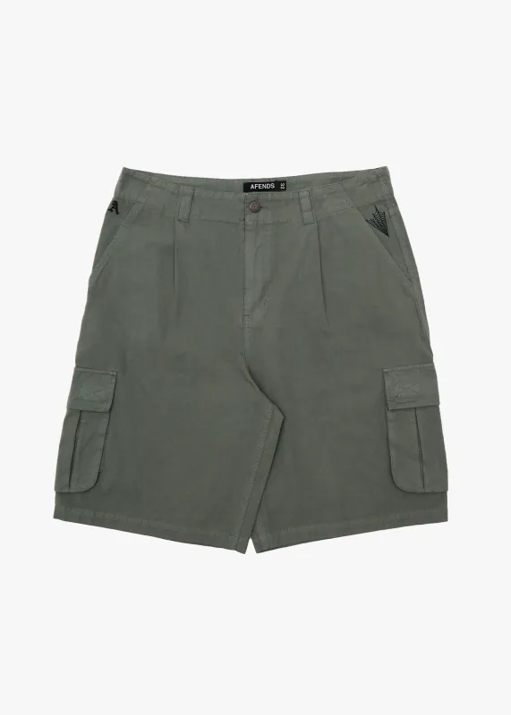 AFENDS Mens Summit - Pleated Cargo Short 22" - Washed Sycamore made by Afends