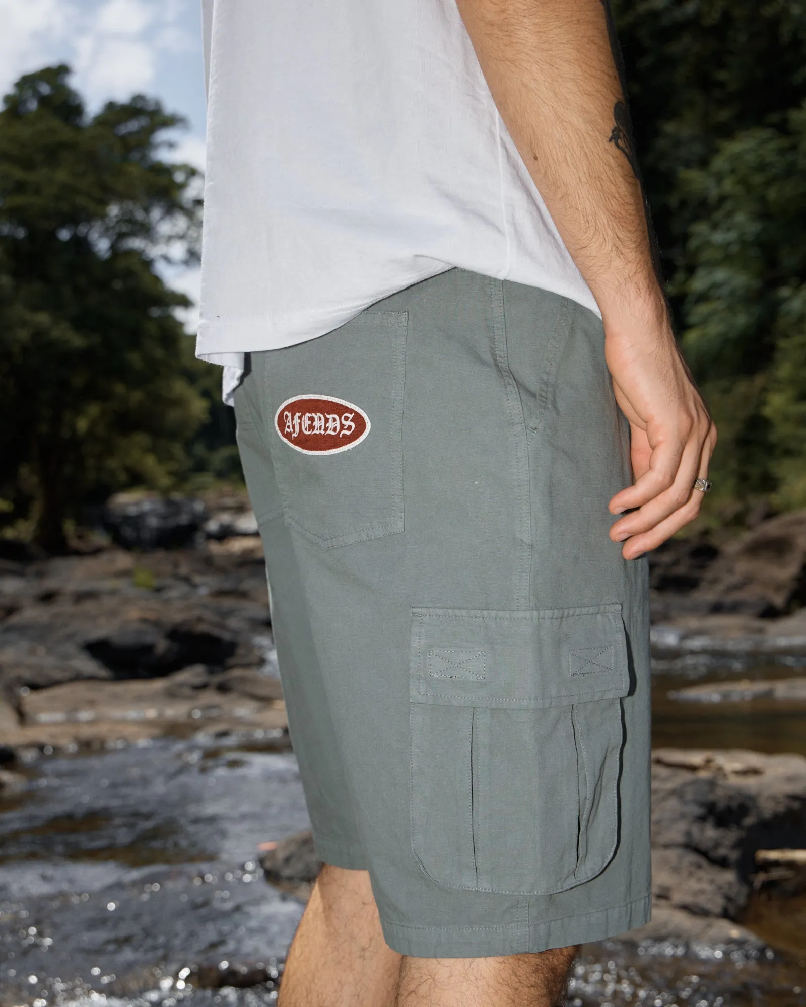 AFENDS Mens Summit - Pleated Cargo Short 22" - Washed Sycamore sold by Afends product image thumbnail 2