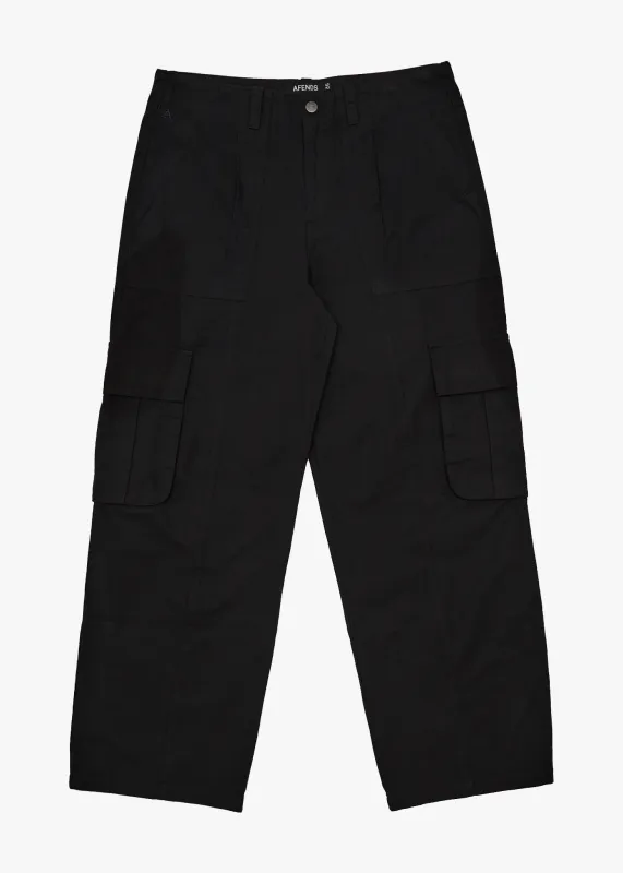 AFENDS Mens Summit - Pleated Cargo Pant - Black made by Afends