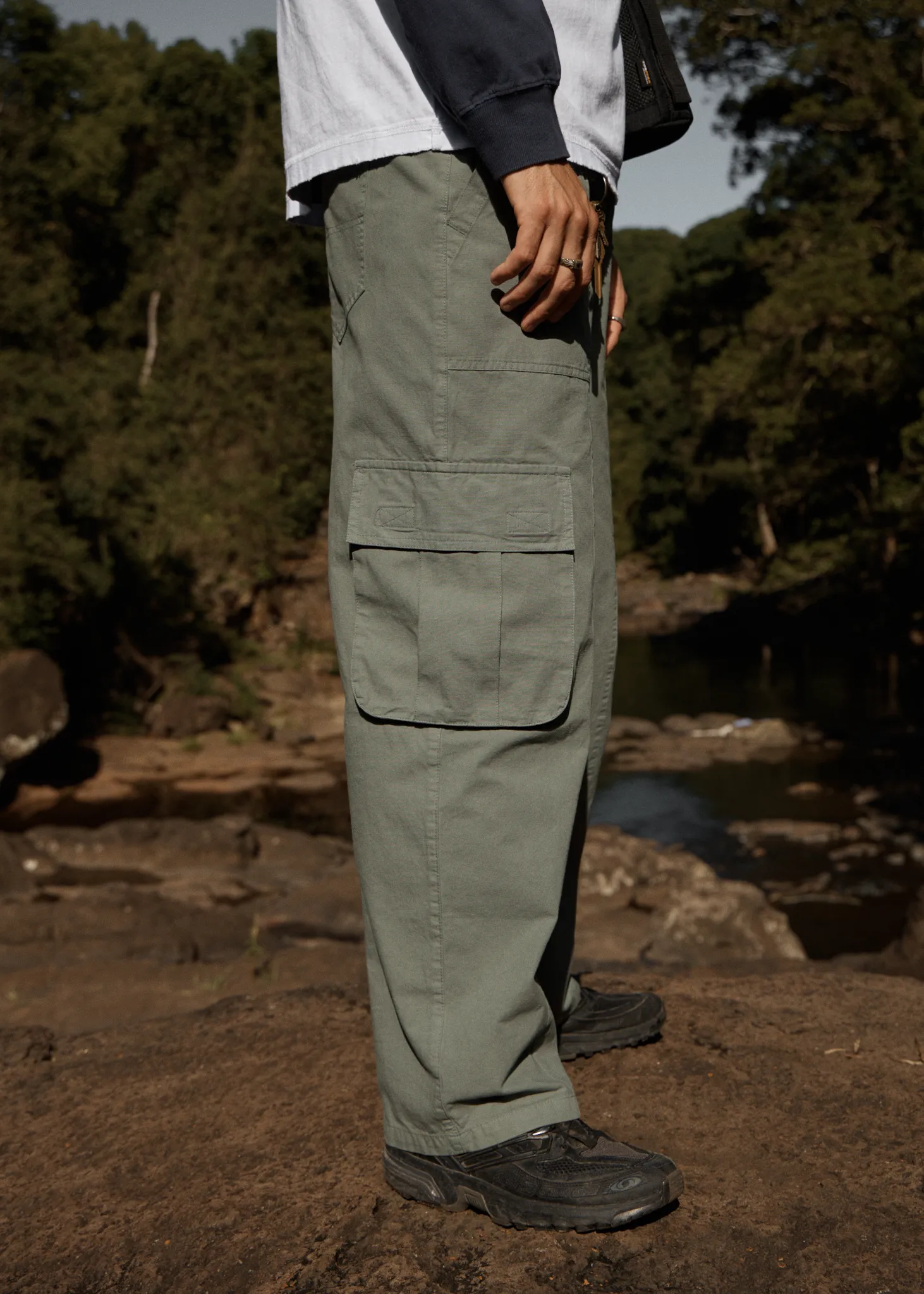 AFENDS Mens Summit - Pleated Cargo Pant - Washed Sycamore sold by Afends product image thumbnail 2