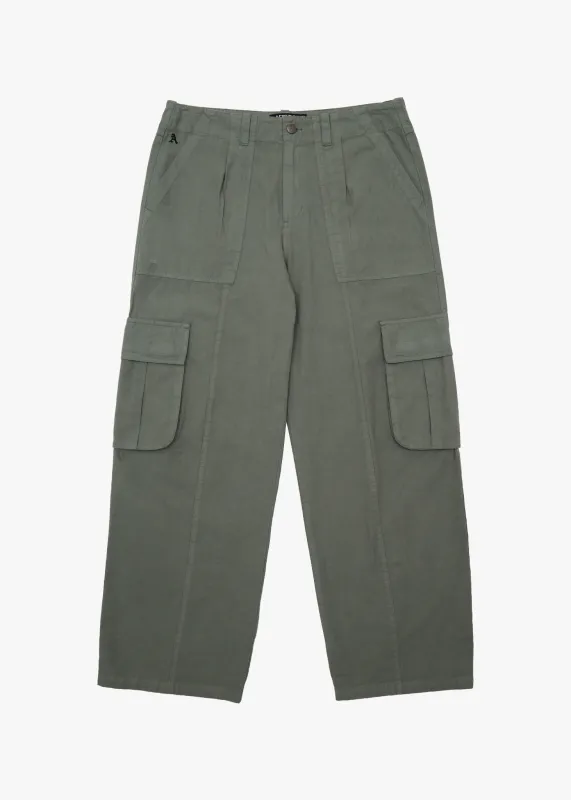 AFENDS Mens Summit - Pleated Cargo Pant - Washed Sycamore made by Afends