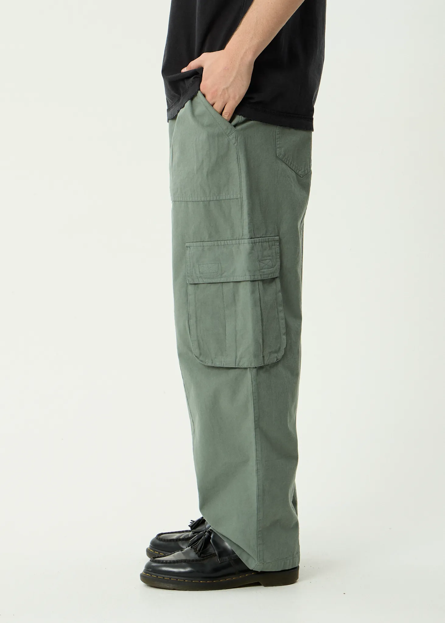 AFENDS Mens Summit - Pleated Cargo Pant - Washed Sycamore sold by Afends product image thumbnail 5