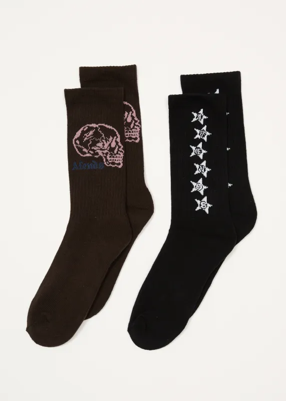 AFENDS Mens Temporal Live - Socks Two Pack - Multi made by Afends