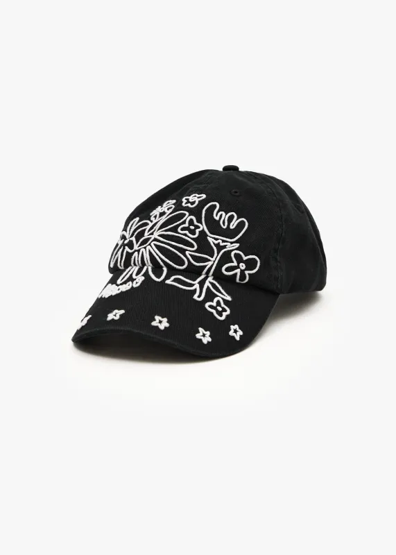 AFENDS Womens Garden Variety - Panelled Cap - Stone Black sold by Afends