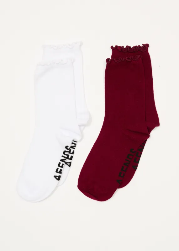 AFENDS Womens Marin - Socks Two Pack - Burgundy sold by Afends