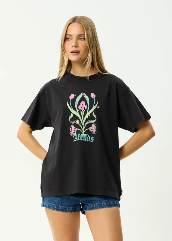 AFENDS Womens Good Nature - Oversized Tee - Stone Black sold by Afends