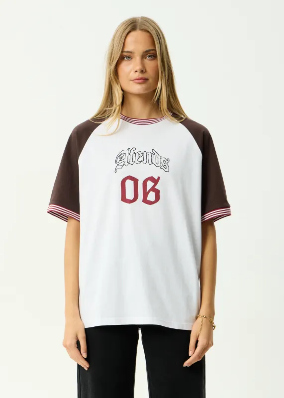 AFENDS Womens Dexter - Oversized Tee - Coffee / White sold by Afends