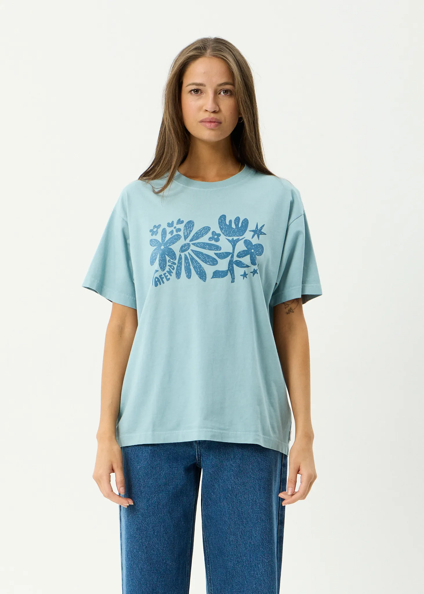 AFENDS Womens Garden Variety - Oversized Tee - Overcast sold by Afends